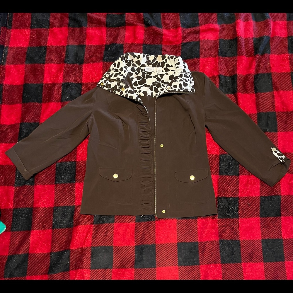 Zenergy Neema Alice Animal Print Trim Jacket